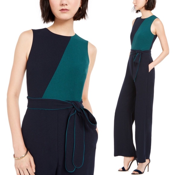Colorblock Tie Waist Jumpsuit/Outfit - Picture 1 of 2